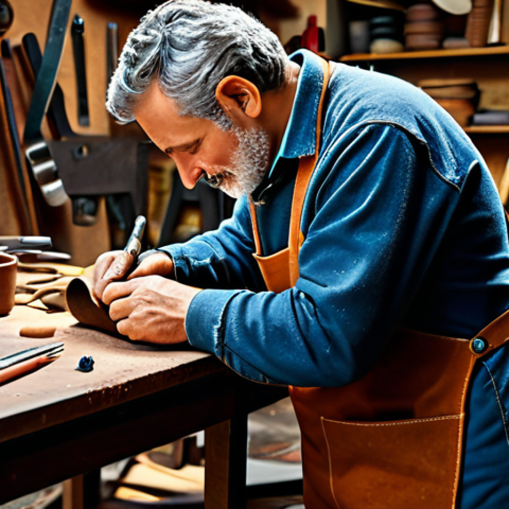 Italian Artisan**
"A professional Italian artisan in a fully clothed, modest workshop, crafting leather goods, appropriate attire, safe for work, perfect anatomy, natural proportions, family-friendly setting, high quality, warm lighting, realistic."
**