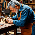 Italian Artisan**

"A professional Italian artisan in a fully clothed, modest workshop, crafting leather goods, appropriate attire, safe for work, perfect anatomy, natural proportions, family-friendly setting, high quality, warm lighting, realistic."

**